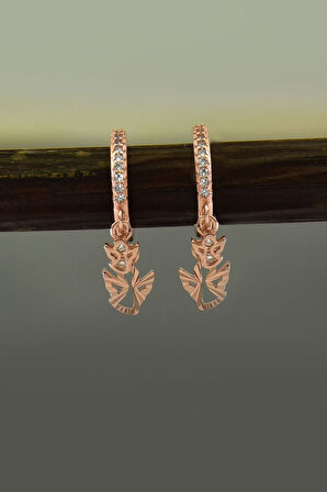 925 Ayar Gümüş Rose Altın Kaplama Melek Halka Küpe