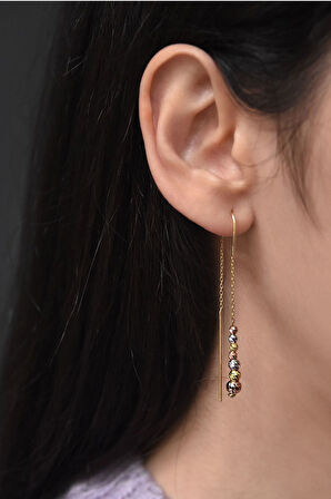 925 Ayar Gümüş Dorika Top Zincir Küpe