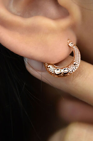 925 Ayar Gümüş Rose Kaplama Sonsuzluk Desenli Halka Kadın Küpe