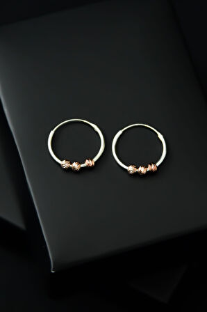 925 Ayar Gümüş Rodyum Kaplama Halka Rose Dorika Toplu Halka Küpe