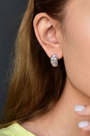 925 Ayar Gümüş Rodyum Kaplama Renkli Taşlı Kadın Tamtur Küpe