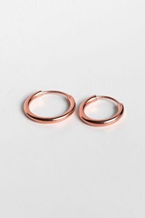 925 Ayar Gümüş Rose Kaplama Büyük Halka Küçük Halka Kadın Küpe