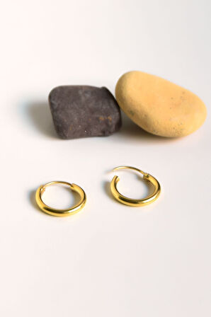 925 Ayar Gümüş Altın Kaplama Küçük Halka Kadın Küpe