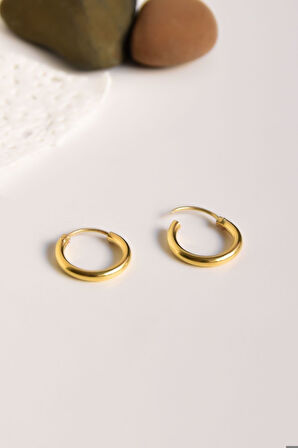 925 Ayar Gümüş Altın Kaplama Küçük Halka Kadın Küpe