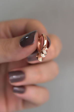 925 Ayar Gümüş Rose Kaplama Fırfırlı Pullu Halka Küpe