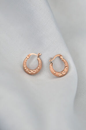 925 Ayar Gümüş Rose Kaplama Sonsuzluk Desenli Klipsli Küpe