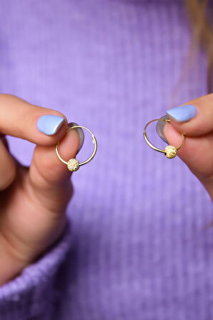 925 Ayar Gümüş Altın Kaplama Dorika Toplu Halka Küpe