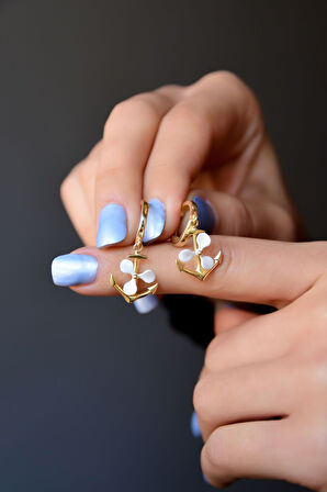 925 Ayar Gümüş Altın Kaplama Çapa Klipsli Halka Küpe