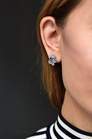 925 Ayar Gümüş Mineli Çoklu Papatya Çivili Küpe