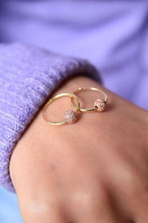 925 Ayar Gümüş 2 Renk Dorika Toplu Halka Küpe