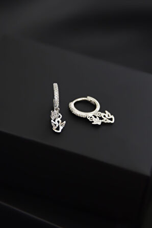 925 Ayar Gümüş Rodyum Kaplama Melek Figürlü Halka Kadın Küpe