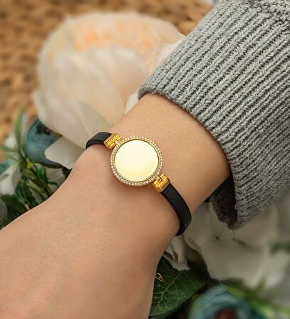 925 AYAR GOLD 14K Renk Deri Bileklik Kişiye Özel Zirkon Taşlı Plaka Bileklik