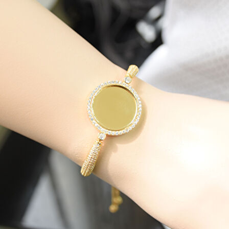 925 Ayar Gold Renk Asansörlü Kişiye Özel Bileklik