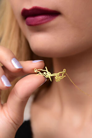 925 Ayar Gümüş Gold Kaplama Kader Yazısı Kolye