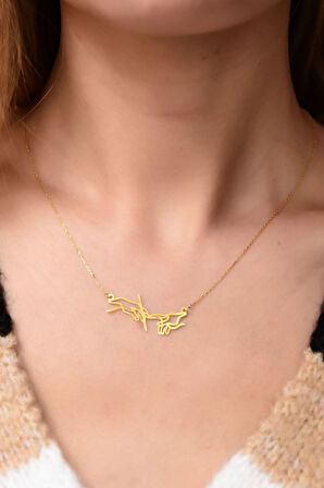 925 Ayar Gümüş Gold Kaplama Kader Yazısı Kolye