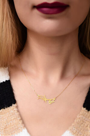 925 Ayar Gümüş Gold Kaplama Kader Yazısı Kolye