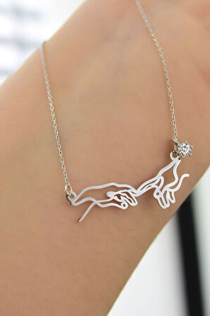 925 Ayar Gümüş Rodyum Tek Taşlı Kader Kadın Kolye