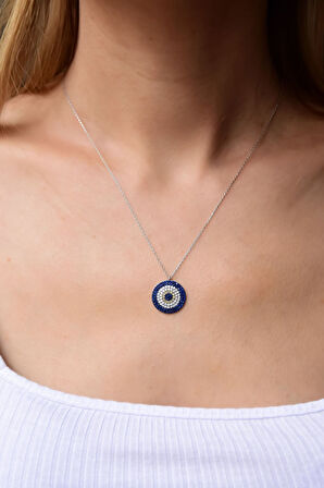 925 Ayar Gümüş Rodyum Kaplama Nazar Kolye