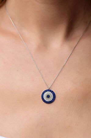 925 Ayar Gümüş Rodyum Kaplama Nazar Kolye