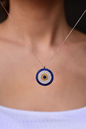 925 Ayar Gümüş Rose Kaplama Nazar Kolye