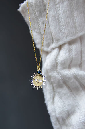 925 Ayar Gümüş Gold Kaplama Doğum Taşlı Kristal Kesim Plaka Oğlak /capricorn Burç Kolye