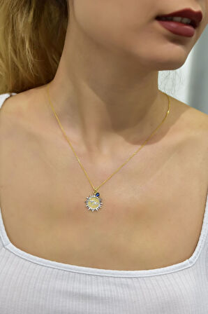 925 Ayar Gümüş Gold Kaplama Doğum Taşlı Kristal Kesim Plaka Oğlak /capricorn Burç Kolye