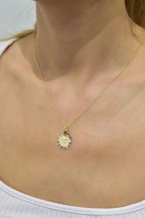 925 Ayar Gümüş Gold Kaplama Doğum Taşlı Kristal Kesim Plaka Koç/aries Burç Kolye