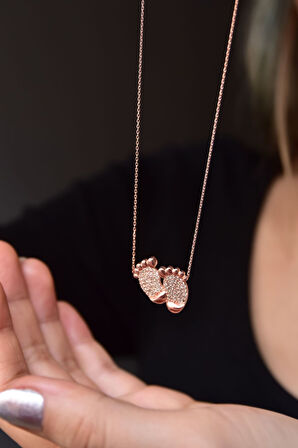 925 Ayar Rose Kaplama Bebek Ilk Adım Kolye