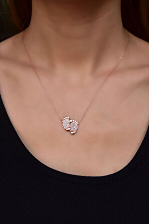 925 Ayar Rose Kaplama Bebek Ilk Adım Kolye