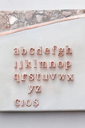 925 Ayar Gümüş Rose Mini Üç Boyutlu Ikı Harf Bir Kalp Kolye