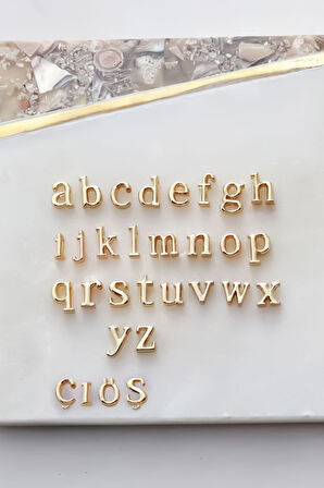 925 Ayar Gümüş Gold Kaplama Mini Üç Boyutlu P Harfi Kalp Kolye
