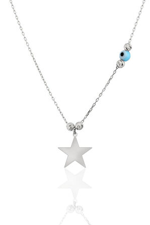 925 Ayar Gümüş Rodyum Kaplama Gözlü Dorikalı Yıldız Kolye