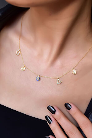 925 Ayar Gold Kaplama Şans Kolye