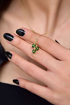 925 Ayar Gümüş Gold Kaplama Mayıs Ayı Doğum Taşlı Kübik Drop Kolye