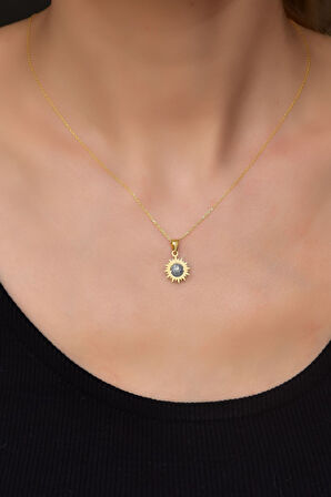 925 Ayar Gümüş Rodyum-gold Kaplama Sim Toplu Güneş Kolye