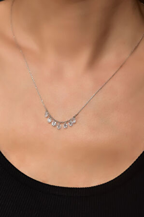 925 Ayar Gümüş Rodyum Kaplama Zirkon Taşlı Shakira Kolye