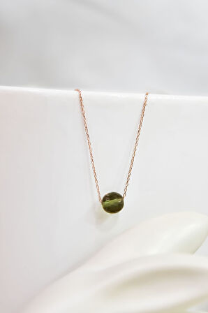 925 Ayar Rose Kaplama Renk Değiştiren Diaspor Taşlı Yuvarlak Kolye