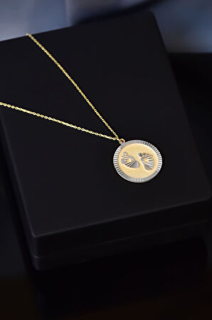 925 Ayar Gümüş Gold-rodyum Kaplama Kalemli Zirkon Taşlı Plaka Bebek Ayak Izi Kolye