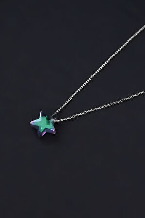 925 Ayar Gümüş Rodyum Kaplama Faset Kesim Parlayan Yıldız Kolye