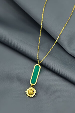 925 Ayar Gümüş Parlayan Rüya Serisi Tasarım Ebruli Cam Boyalı Sim Top Güneş, Çubuk Kolye