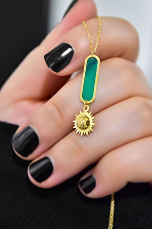 925 Ayar Gümüş Parlayan Rüya Serisi Tasarım Ebruli Cam Boyalı Sim Top Güneş, Çubuk Kolye