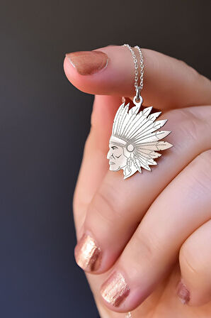 925 Ayar Gümüş Antik Ve Etnik Desenli, Vintage Mısır Tanrıçası, Kızıldere Kafası Kolye