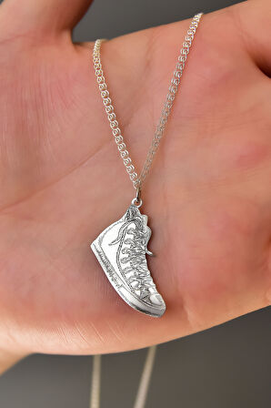 925 Ayar Gümüş Plaka Ayakkabı Lavce Zincir Kolye