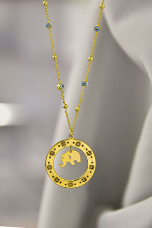 925 Ayar Gümüş Yunan Mitolojisi Helios Çemberli,Gücün Tılsımı Fil Sembolü Firuze Mineli Zincir Kolye