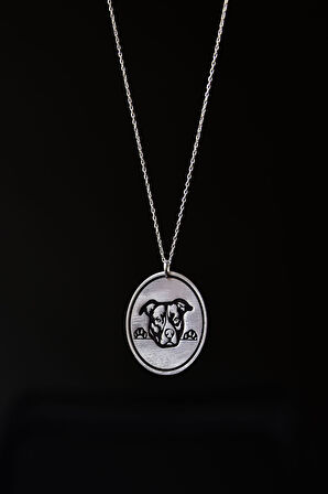 925 Ayar Gümüş Rodyum Kaplama Plaka Boerboel Cinsi Köpek Desenli Kolye