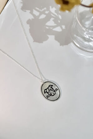 925 Ayar Gümüş Rodyum Kaplama Plaka Boerboel Cinsi Köpek Desenli Kolye