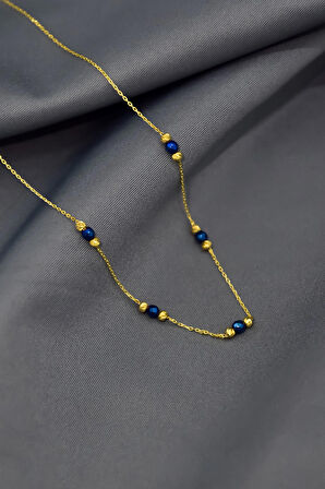 925 Ayar Gümüş Gold Kaplama İki Renk Dorika Toplu Zincir Kolye