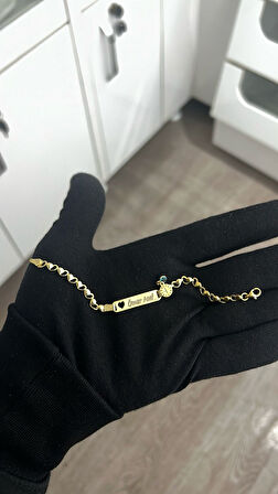 925 Ayar Gümüş Uğur Böcekli Pembe Ayaklı Kız Bebek Künyesi