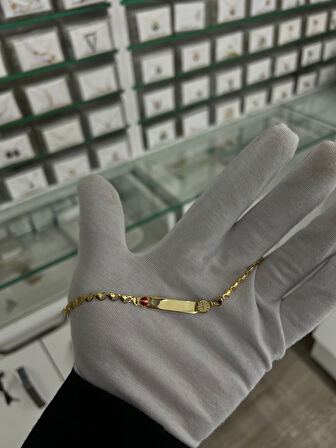 925 Ayar Gümüş Uğur Böcekli Pembe Ayaklı Kız Bebek Künyesi