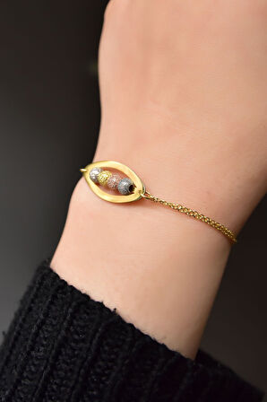 925 Ayar Gümüş Gold Kaplama Tasarım Üç Renkli Sim Dorika Toplu Bileklik